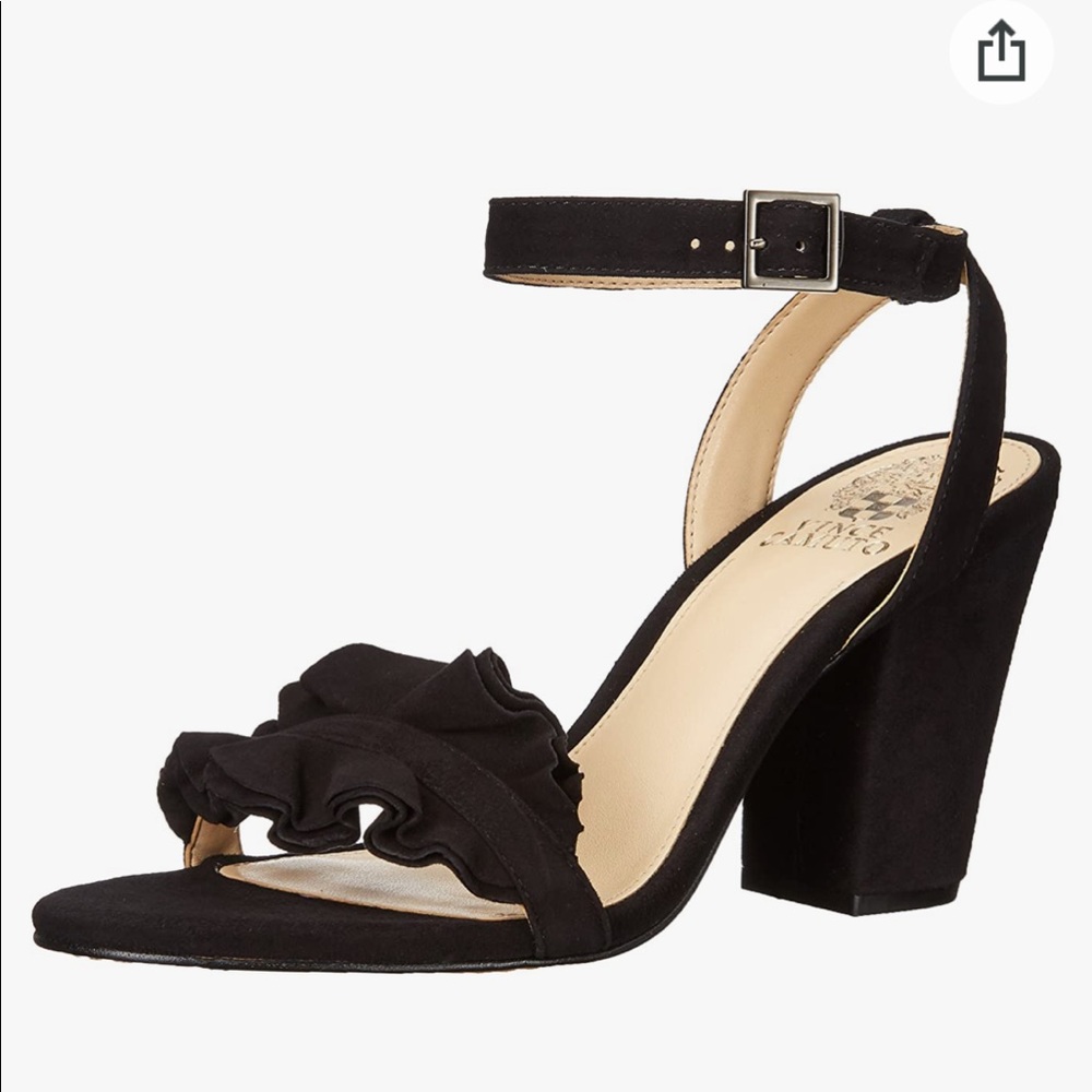 Brand New Vince Camunto Vinta Black Suede Heel Sandal - size 8